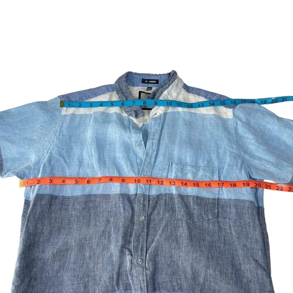 7 Diamonds Men's Blue Stripe Casual Button-Down Shirt 👕 - Picture 3 of 7